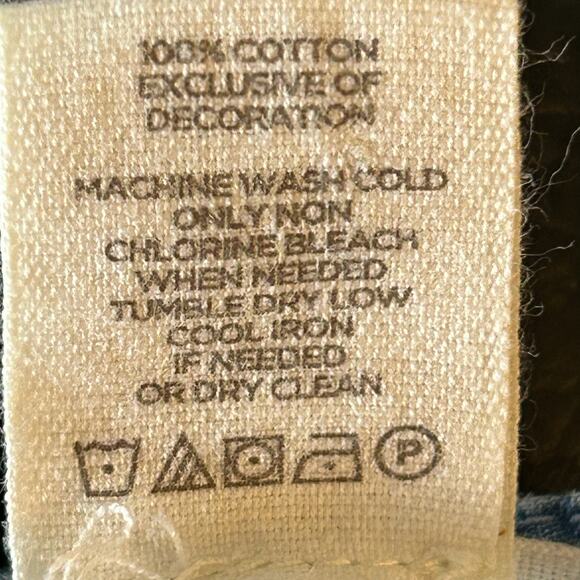 LOFT Lounge Blue Denim Chambray Boho Western Top Long Sleeve Embroidery XS - Picture 6 of 6